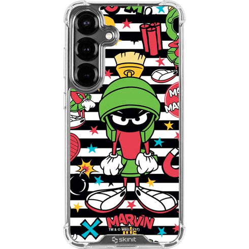Looney Tunes Marvin the Martian Striped Patches Galaxy S26 Clear Case