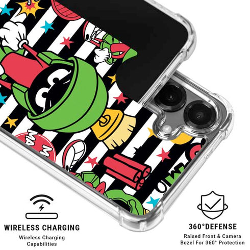 Looney Tunes Marvin the Martian Striped Patches Galaxy S26 Plus Clear Case