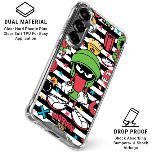 Looney Tunes Marvin the Martian Striped Patches Galaxy S26 Plus Clear Case