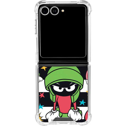 Looney Tunes Marvin the Martian Striped Patches Galaxy Z Flip7 Clear Case