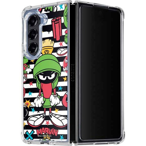 Looney Tunes Marvin the Martian Striped Patches Galaxy Z Fold5 5G Clear Case