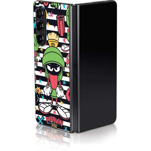 Looney Tunes Marvin the Martian Striped Patches Galaxy Z Fold5 5G Skin