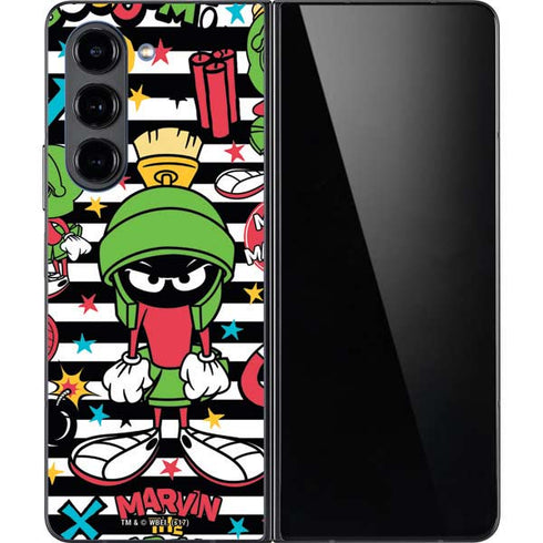 Looney Tunes Marvin the Martian Striped Patches Galaxy Z Fold5 5G Skin