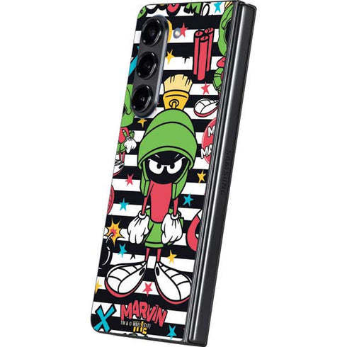 Looney Tunes Marvin the Martian Striped Patches Galaxy Z Fold5 5G Skin