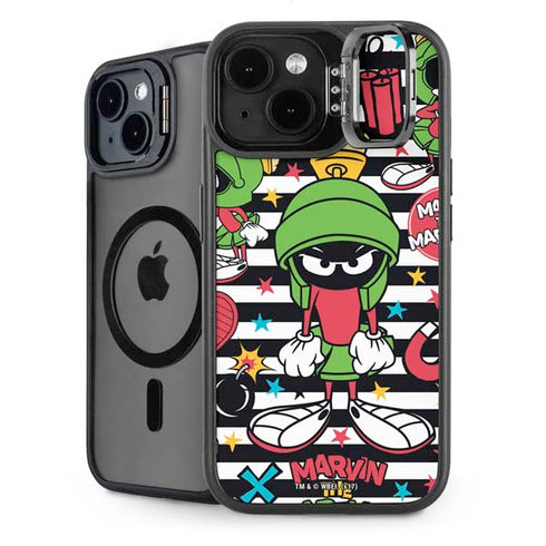 Looney Tunes Marvin the Martian Striped Patches iPhone 14 Kickstand Case