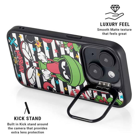 Looney Tunes Marvin the Martian Striped Patches iPhone 14 Kickstand Case