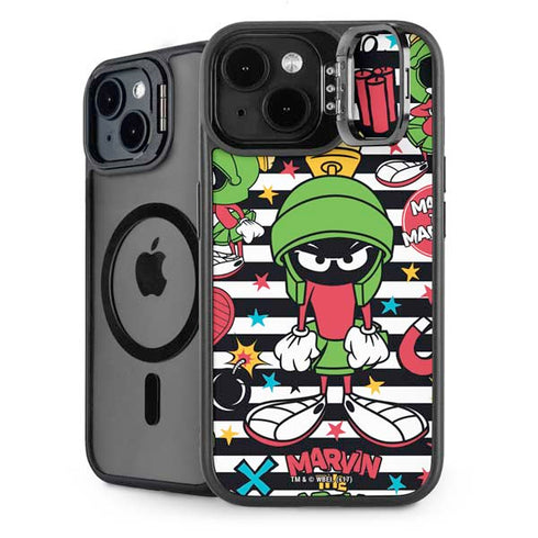 Looney Tunes Marvin the Martian Striped Patches iPhone 14 Plus Kickstand Case