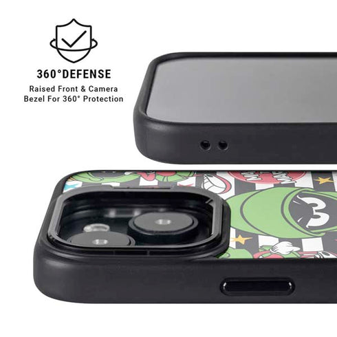 Looney Tunes Marvin the Martian Striped Patches iPhone 14 Plus Kickstand Case