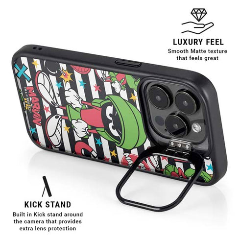 Looney Tunes Marvin the Martian Striped Patches iPhone 14 Pro Kickstand Case