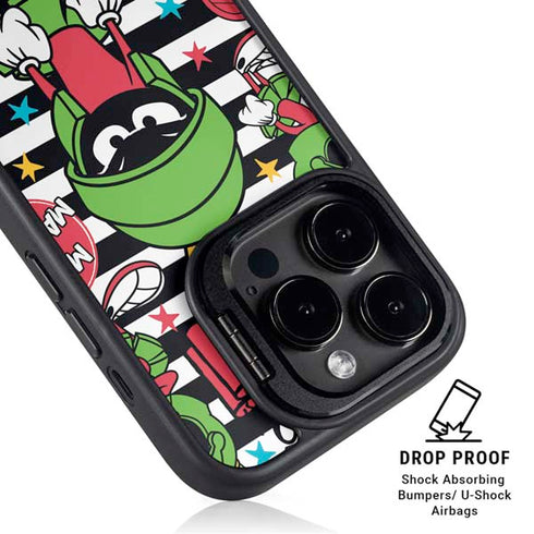 Looney Tunes Marvin the Martian Striped Patches iPhone 14 Pro Kickstand Case