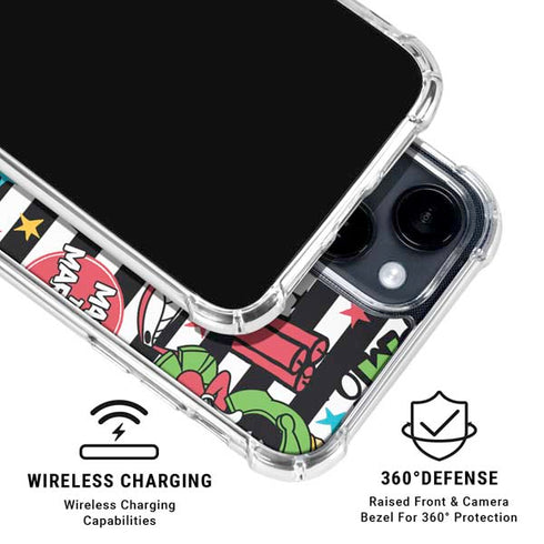 Looney Tunes Marvin the Martian Striped Patches iPhone 15 Clear Case