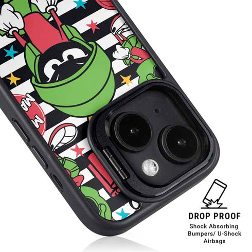 Looney Tunes Marvin the Martian Striped Patches iPhone 15 Plus Kickstand Case