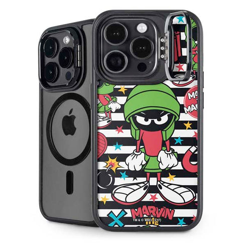 Looney Tunes Marvin the Martian Striped Patches iPhone 15 Pro Max Kickstand Case