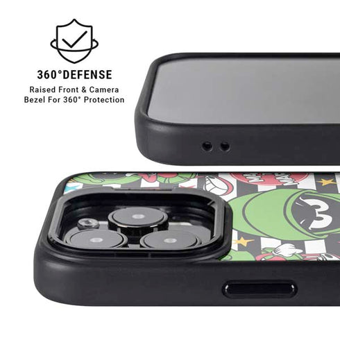 Looney Tunes Marvin the Martian Striped Patches iPhone 15 Pro Max Kickstand Case