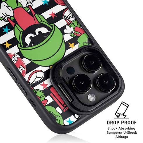 Looney Tunes Marvin the Martian Striped Patches iPhone 15 Pro Max Kickstand Case