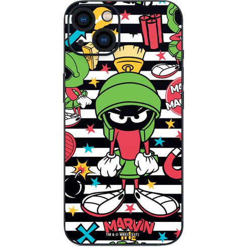 Looney Tunes Marvin the Martian Striped Patches iPhone 15 Skin