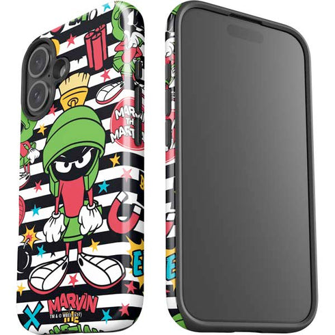 Looney Tunes Marvin the Martian Striped Patches iPhone 16 Impact Case