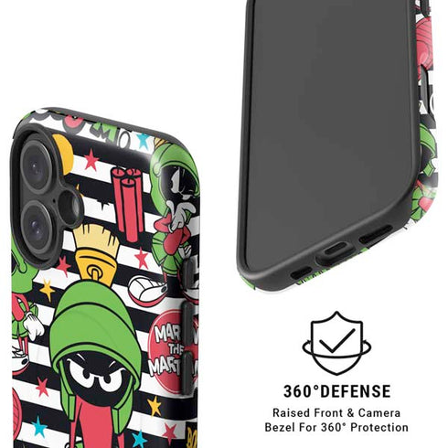 Looney Tunes Marvin the Martian Striped Patches iPhone 16 Magsafe Impact Case