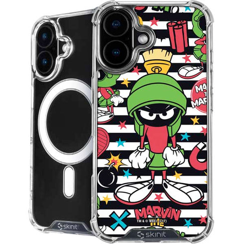 Looney Tunes Marvin the Martian Striped Patches iPhone 16 Plus MagSafe Case