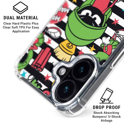 Looney Tunes Marvin the Martian Striped Patches iPhone 16 Plus MagSafe Case