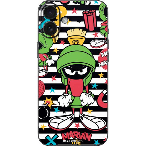 Looney Tunes Marvin the Martian Striped Patches iPhone 16 Plus Skin