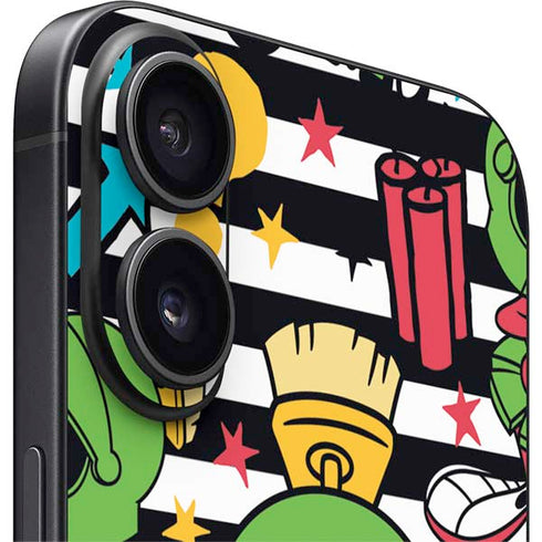 Looney Tunes Marvin the Martian Striped Patches iPhone 16 Plus Skin