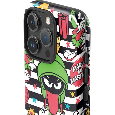 Looney Tunes Marvin the Martian Striped Patches iPhone 16 Pro Impact Case