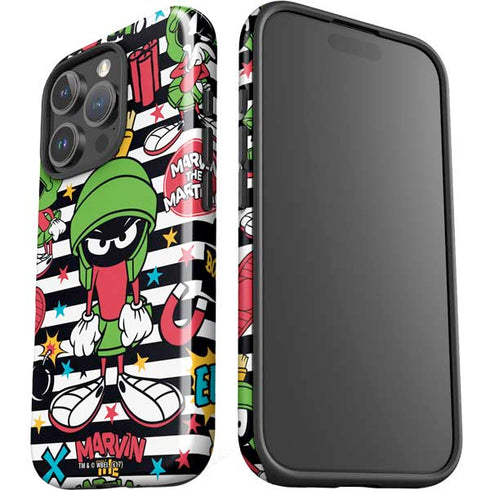 Looney Tunes Marvin the Martian Striped Patches iPhone 16 Pro Impact Case