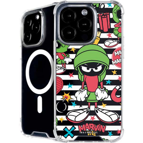 Looney Tunes Marvin the Martian Striped Patches iPhone 16 Pro MagSafe Case