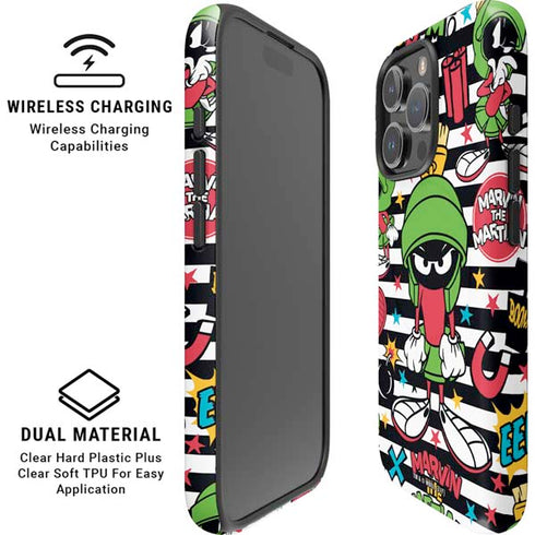 Looney Tunes Marvin the Martian Striped Patches iPhone 16 Pro Magsafe Impact Case