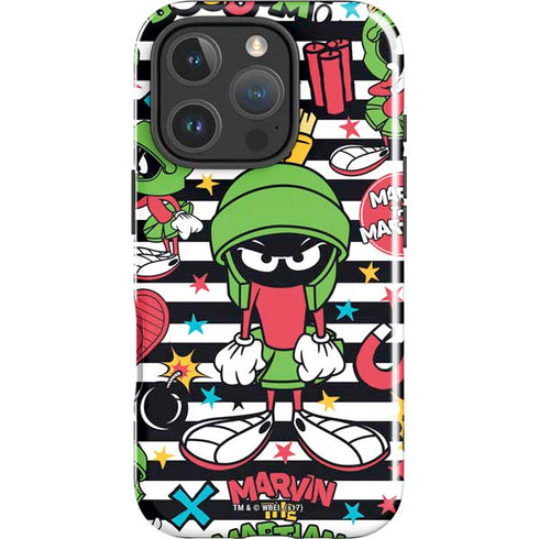 Looney Tunes Marvin the Martian Striped Patches iPhone 16 Pro Max Impact Case