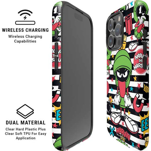 Looney Tunes Marvin the Martian Striped Patches iPhone 16 Pro Max Magsafe Impact Case