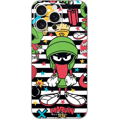 Looney Tunes Marvin the Martian Striped Patches iPhone 16 Pro Max Skin