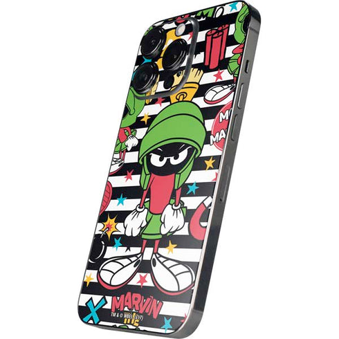 Looney Tunes Marvin the Martian Striped Patches iPhone 16 Pro Skin