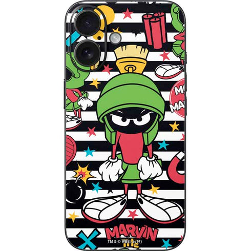 Looney Tunes Marvin the Martian Striped Patches iPhone 16 Skin