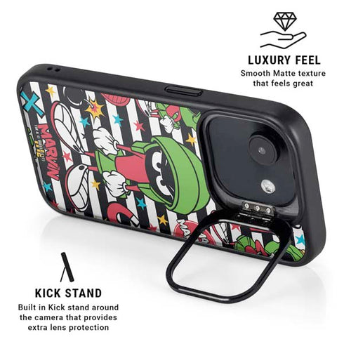 Looney Tunes Marvin the Martian Striped Patches iPhone 16e Kickstand Case