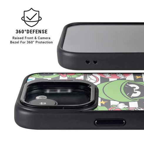 Looney Tunes Marvin the Martian Striped Patches iPhone 16e Kickstand Case