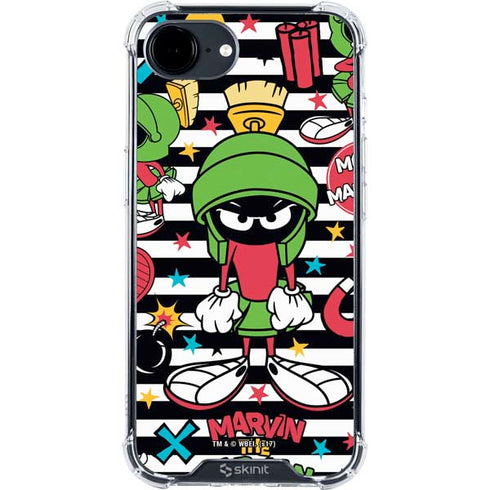Looney Tunes Marvin the Martian Striped Patches iPhone 16e Clear Case