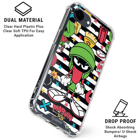 Looney Tunes Marvin the Martian Striped Patches iPhone 16e Clear Case