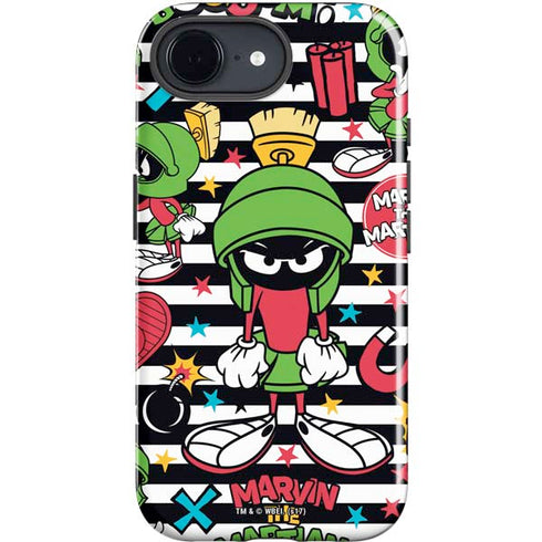 Looney Tunes Marvin the Martian Striped Patches iPhone 16e Impact Case