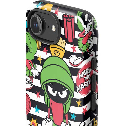 Looney Tunes Marvin the Martian Striped Patches iPhone 16e Impact Case