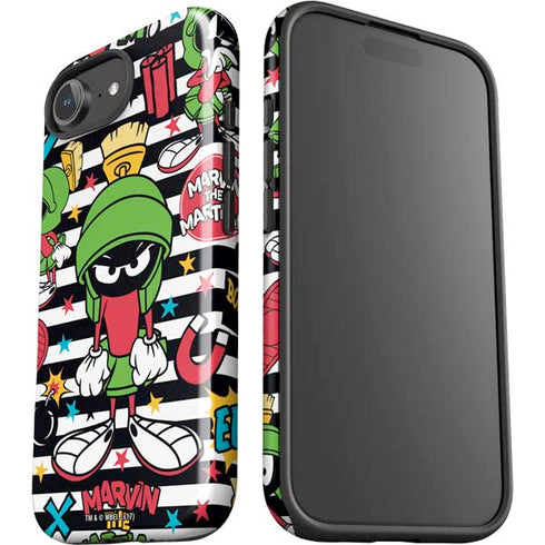 Looney Tunes Marvin the Martian Striped Patches iPhone 16e Impact Case