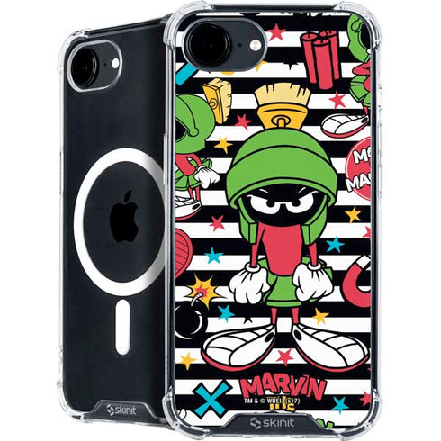 Looney Tunes Marvin the Martian Striped Patches iPhone 16e MagSafe Case