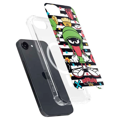 Looney Tunes Marvin the Martian Striped Patches iPhone 16e MagSafe Case