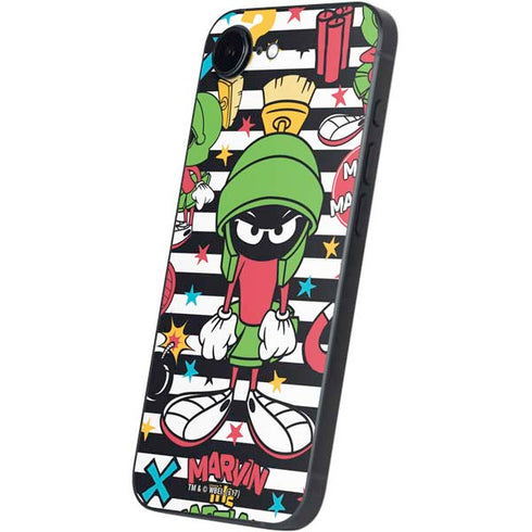 Looney Tunes Marvin the Martian Striped Patches iPhone 16e Skin
