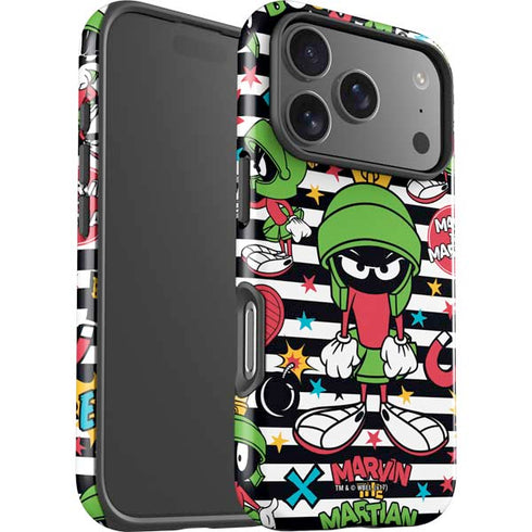 Looney Tunes Marvin the Martian Striped Patches iPhone 17 Pro Max Impact Case