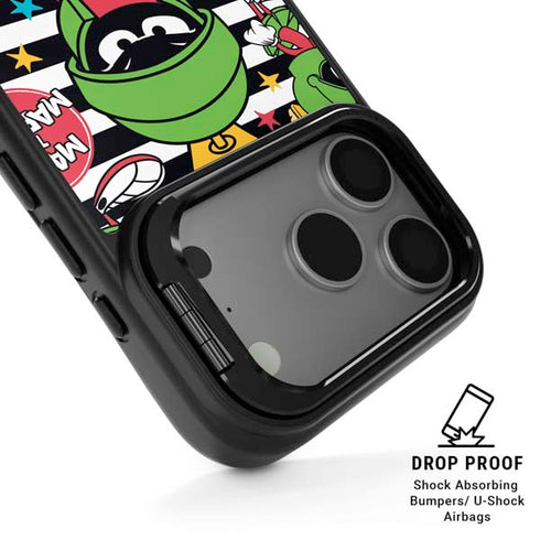 Looney Tunes Marvin the Martian Striped Patches iPhone 17 Pro Max Kickstand Case