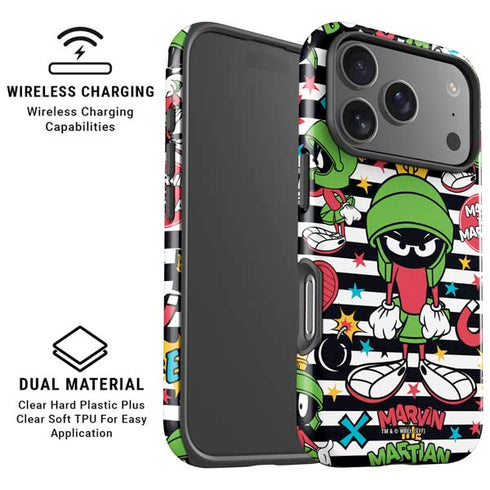 Looney Tunes Marvin the Martian Striped Patches iPhone 17 Pro Max Magsafe Impact Case