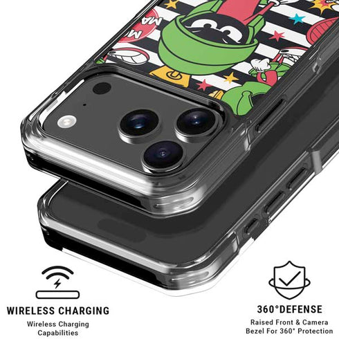 Looney Tunes Marvin the Martian Striped Patches iPhone 18 Pro Clear Case