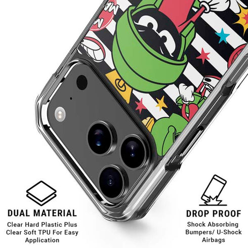 Looney Tunes Marvin the Martian Striped Patches iPhone 18 Pro Clear Case